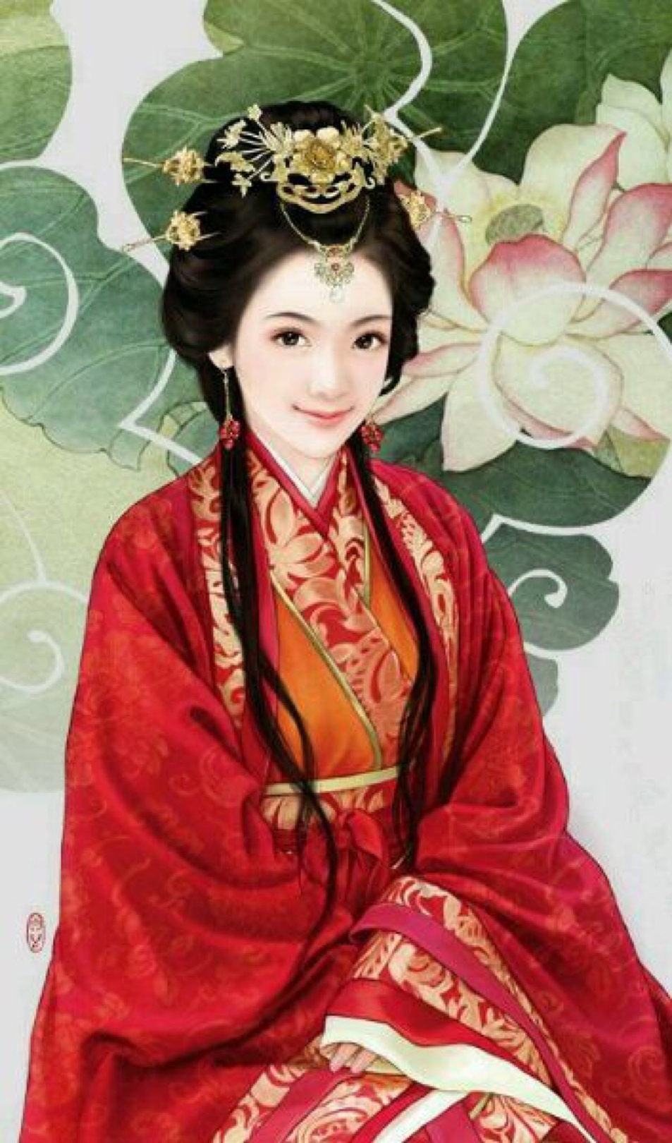 手绘古风嫁衣图片