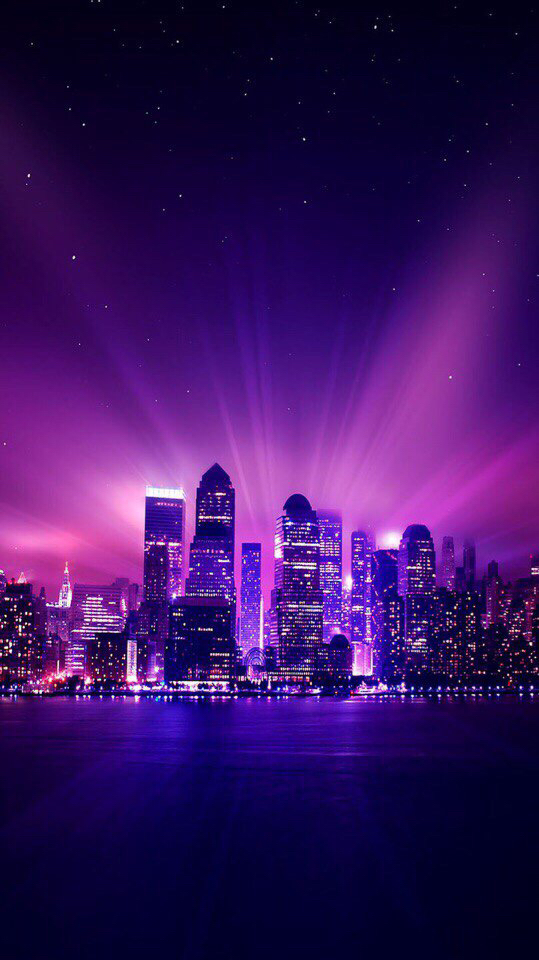 夜幕紫色城市手机壁纸