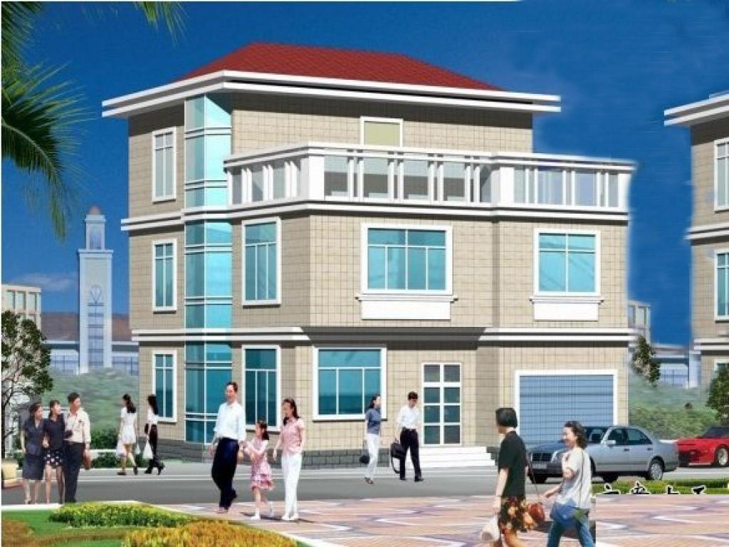 9万经济型三层独栋别墅全套施工图(建筑 结构)(含效果图)半框架半砖混