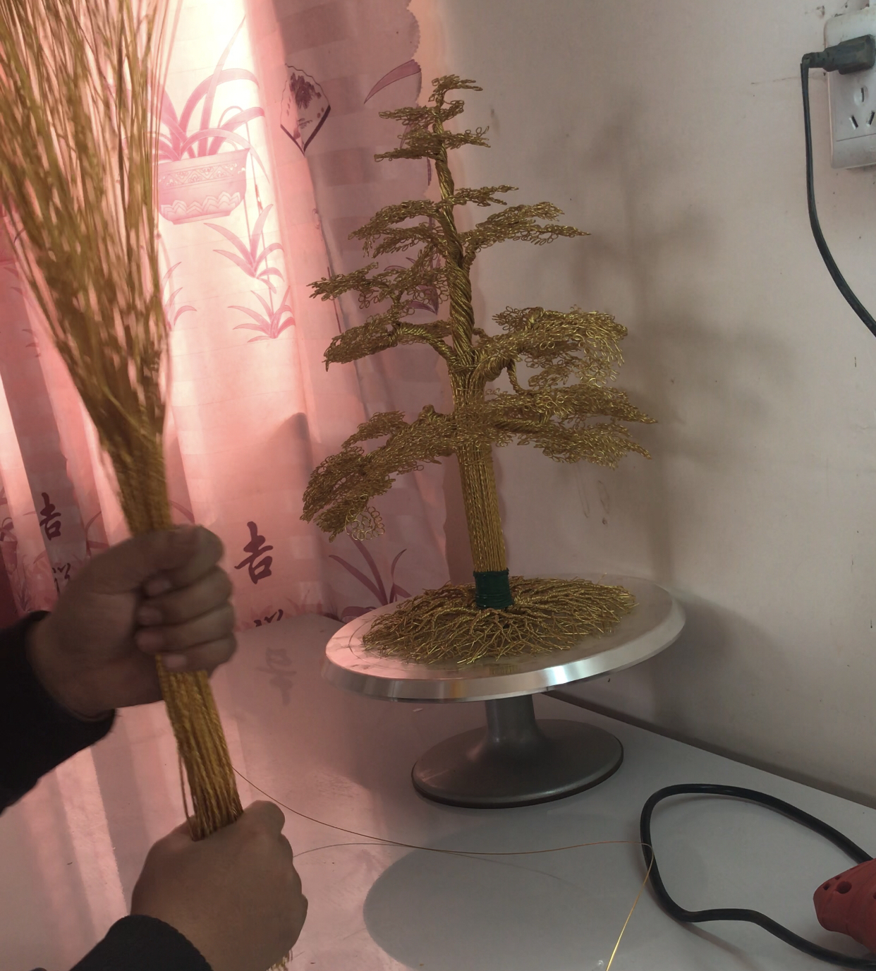 铝丝工艺《金钱树》制作详解