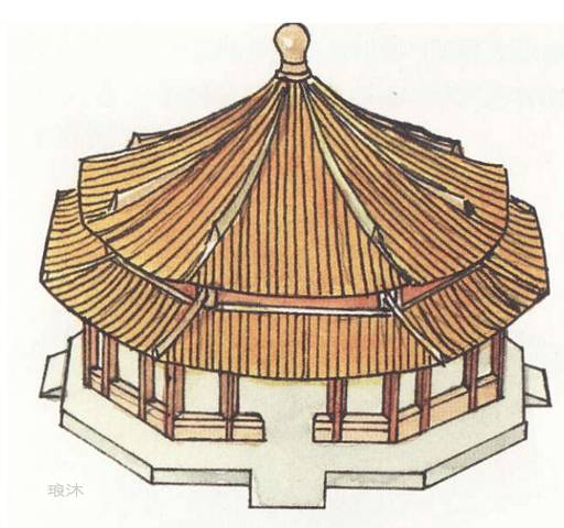 攒尖顶 手绘图片