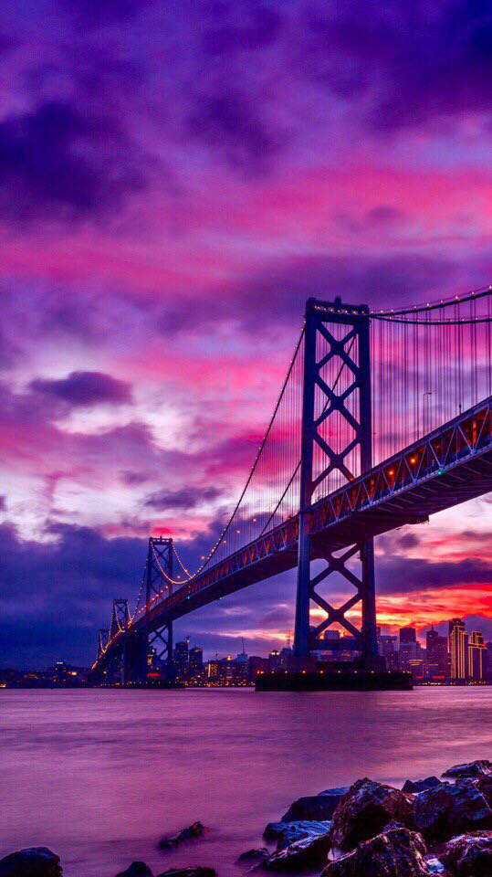 夜幕紫色城市手机壁纸