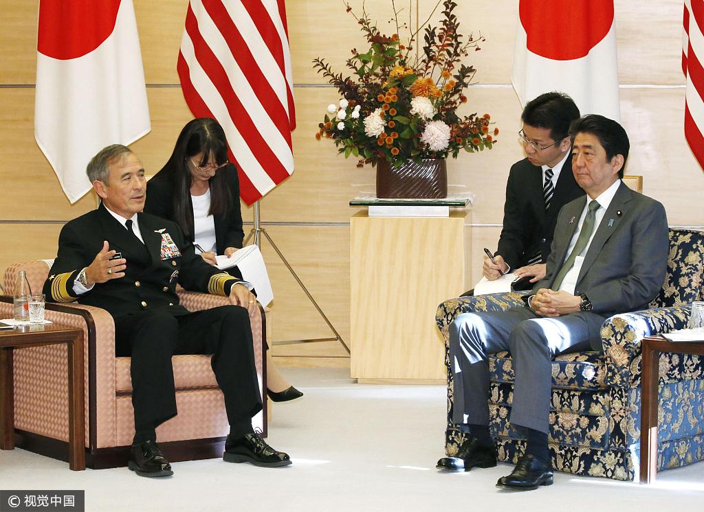 日本首相安倍晉三會晤美國太平洋司令哈里斯