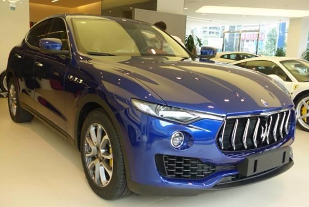 八条夸张犀利的镀铬进气格栅条,正中间海神波塞冬的