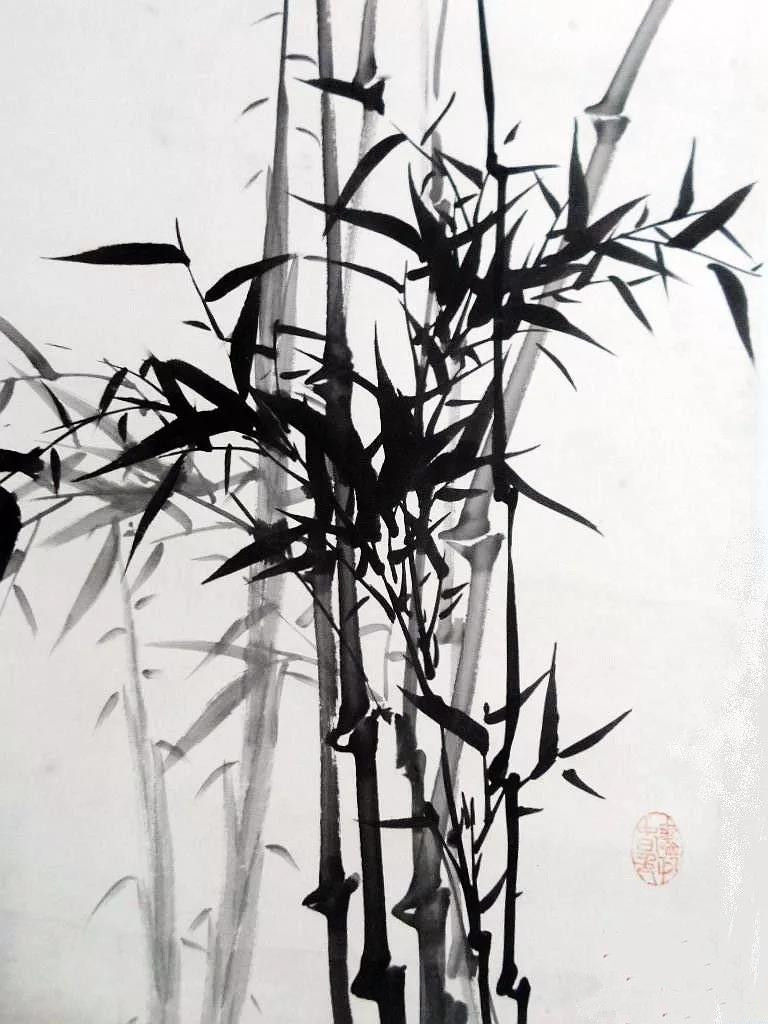 画竹大师喜禅的墨竹图,气势旺盛生机无限,妙趣横生