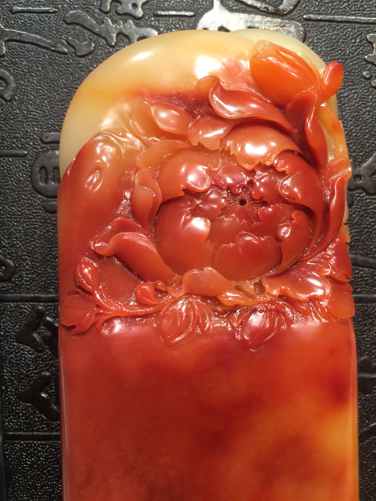 寿山芙蓉石花开富贵,蜡烛红,篆刻收藏佳品