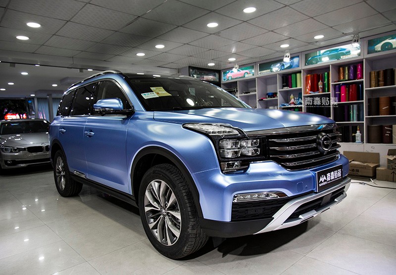 传祺gs8改色贴膜电光青雾蓝