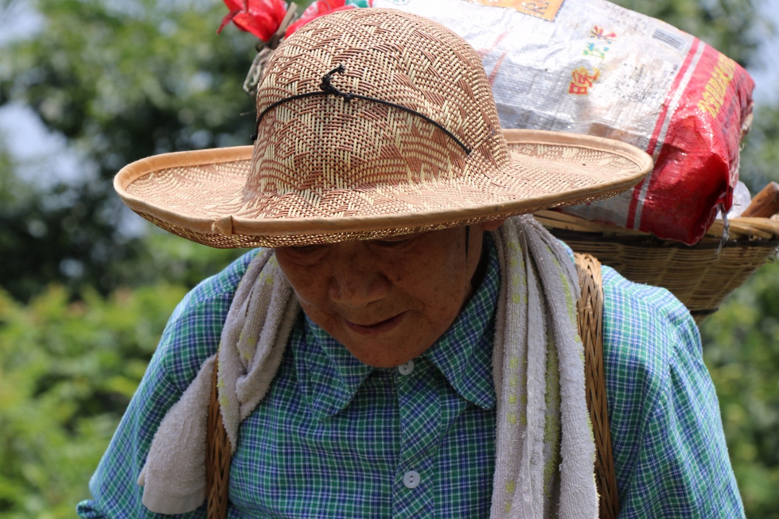 花背篓放了满满一背子,上面还有一小米口袋!