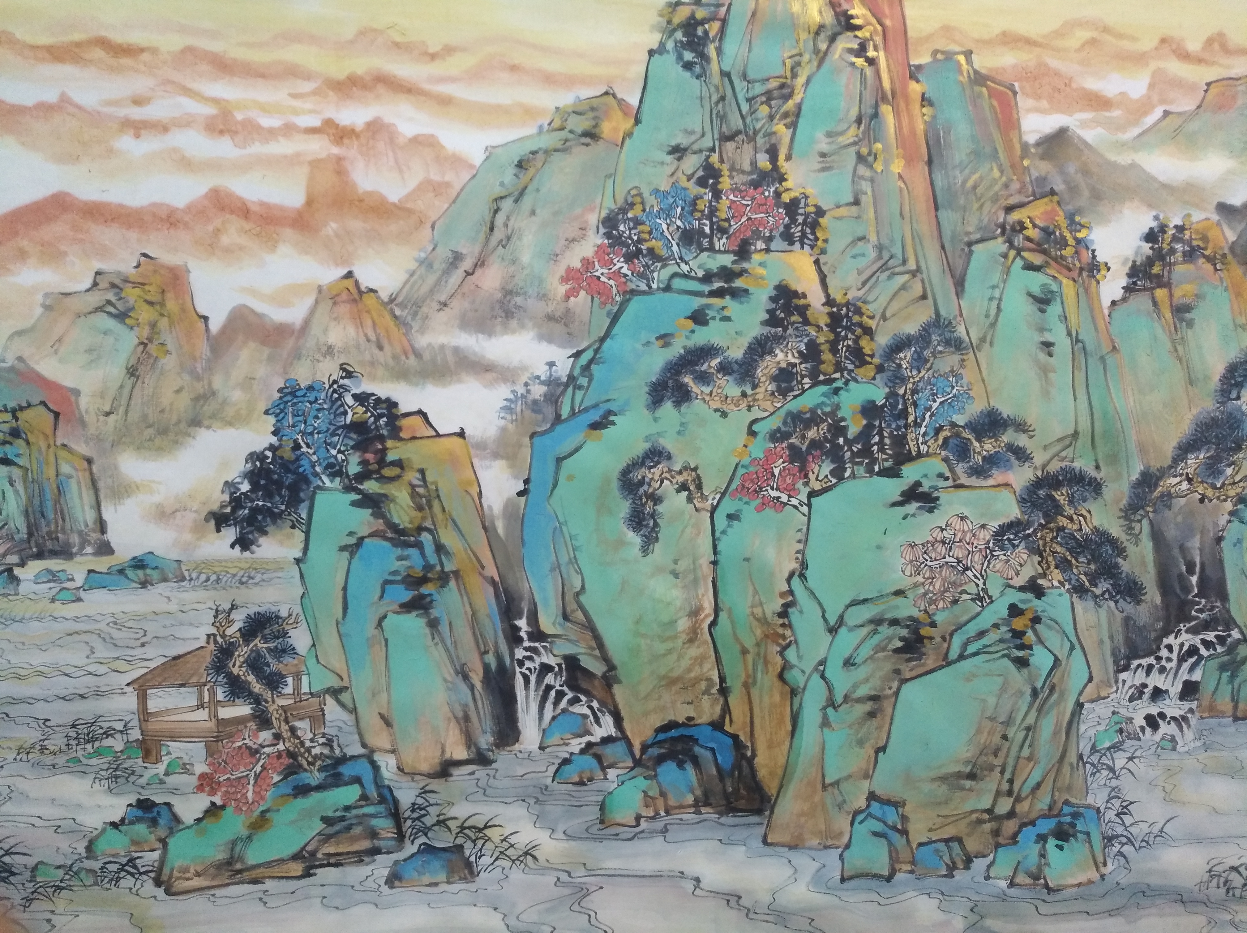 艺术欣赏 | 画家兰晓龙创作大青绿山水是这样画出来的