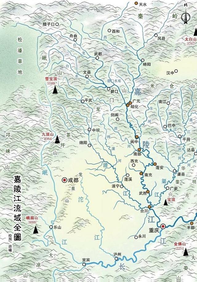 嘉陵江水系图片
